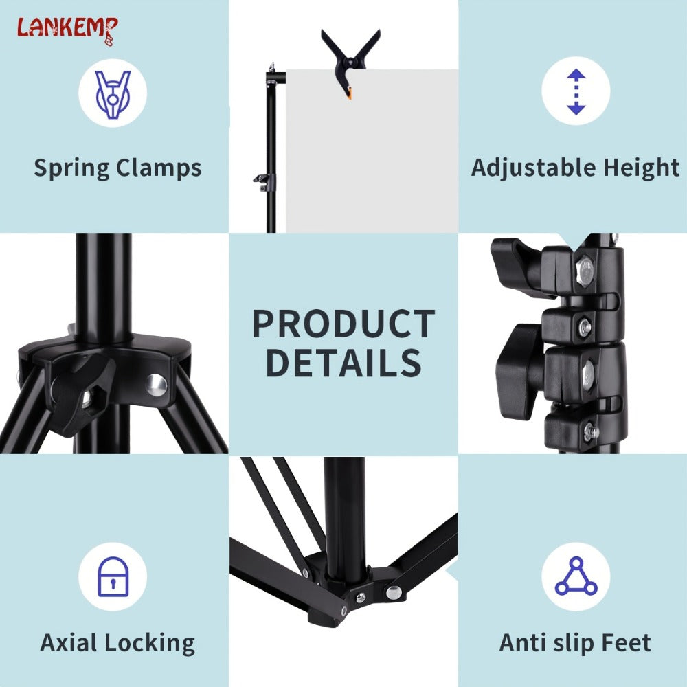 Telescoping Photography Backdrop Stand with LM-2020 and LM-2630c Size Options for 79 x 79 or 118 x 102-Inch Frames