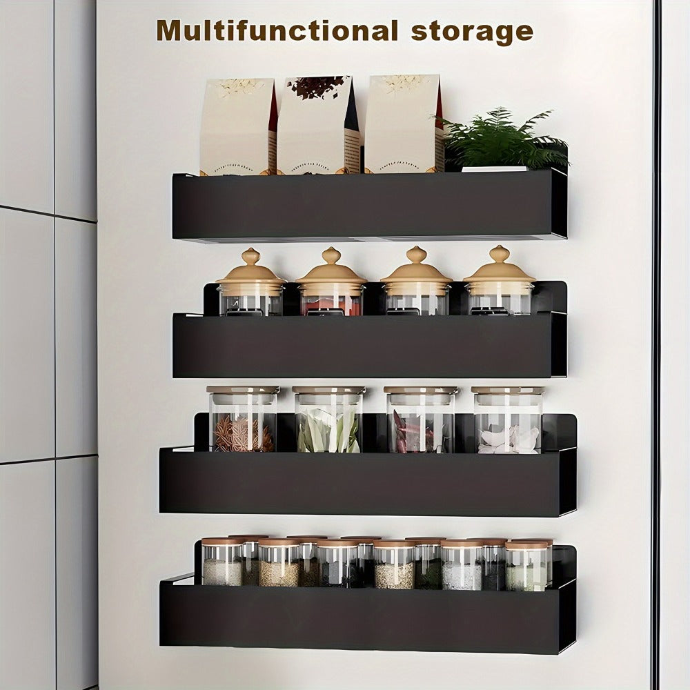 Magnetic Storage Box Organizer for Refrigerator, Washing Machine & Coffee Machine – Strong Magnetic Adsorption No-Drill Spice Rack & Kitchen Organizer, Stylish Household Storage (Black/White, 2/4pcs)