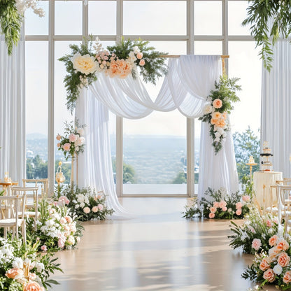 Sheer Yarn Drapery Curtain Party Backdrop 31.5" x 315" – Encrypted Gauze Flutter Streamer for Gender Reveal, Wedding, Birthday, Bridal Shower, Indoor & Outdoor Background Decoration | Reusable & Easy Hang