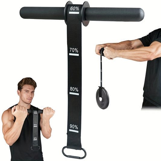 Fitness Equipment Wrist Roller Bar with Hanging Strap, Four Marked Grip Levels and 12.6-Inch Handle