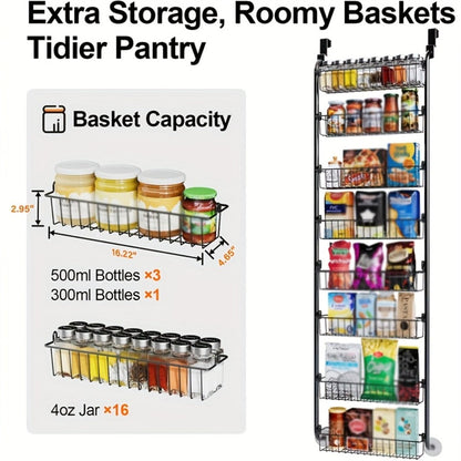 Over-the-Door Organizer Rack in 6- or 8-Tier Options with White or Black Frame Size Choices