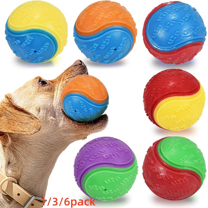 Dog Toy 6-Pack Squeaky High-Bounce Rubber Balls, 2.5-Inch Size and Standard Launcher Compatibility