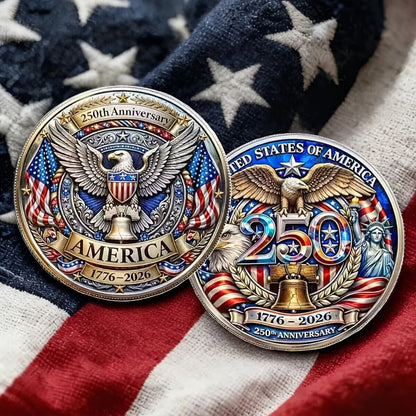 US 250th Anniversary Commemorative Coins 1776-2026 Set of 10 – America 250 Collectible Coins with Dual Historical Patterns, Patriotic Gift for History Fans & Collectors