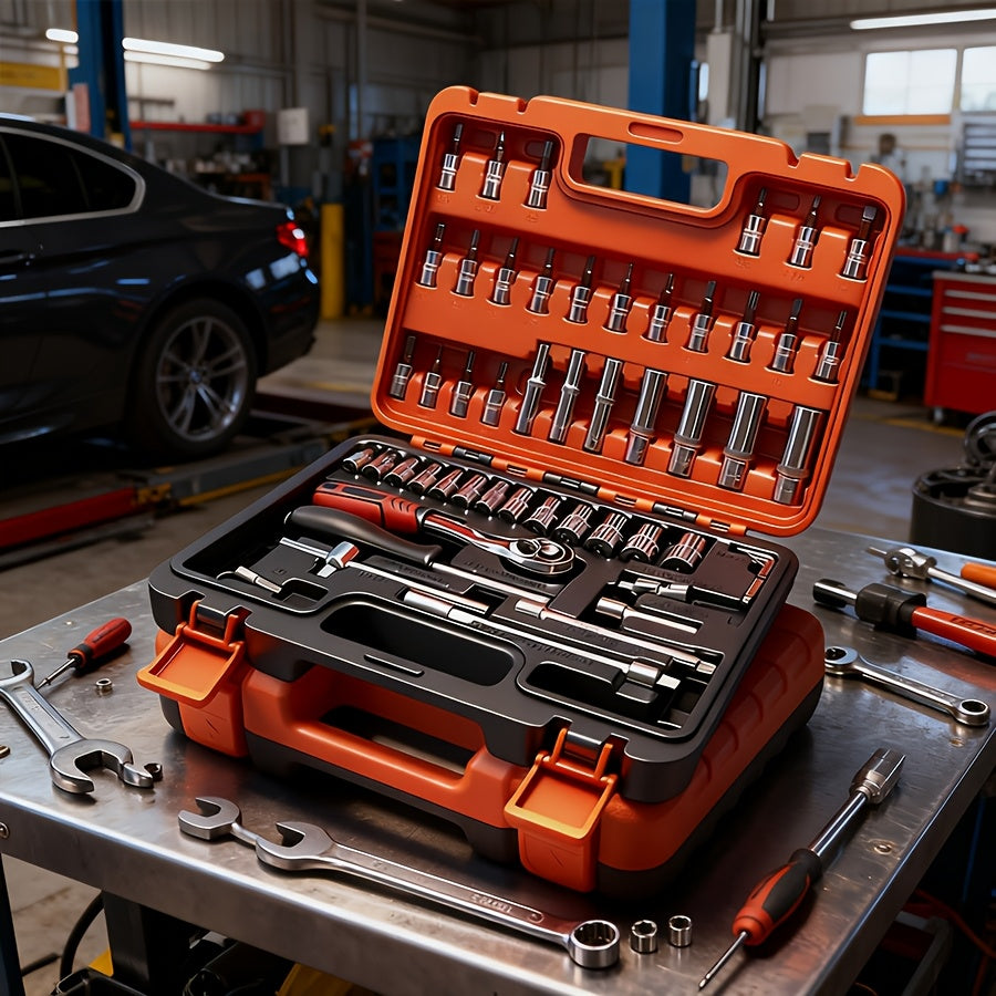 52-Piece Professional Tool Set – Multi-Function Home & Car Repair Toolkit with Portable Toolbox, Ideal Gift for DIY Enthusiasts and Auto Mechanics
