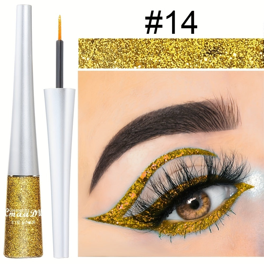 Glitter Liquid Eyeliner Set 16 Colors water-resistant Shimmer Metallic Eye Liner Pen Kit – extended-wear Smudge-Proof Sparkle Eye Makeup