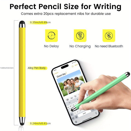 Universal Stylus Pen 10 Pack with 20 Replacement Tips, 2-in-1 Touch Screen Stylus for iPad iPhone Android Samsung Galaxy Tablets Laptops Chromebook, Student Teacher Gift Idea
