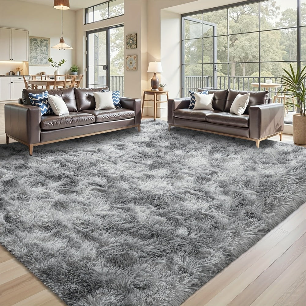 Shaggy Area Rug Soft Plush Fuzzy Carpet Non-Slip Tie-Dye Design for Bedroom Living Room Nursery Dorm — Pet Friendly Machine Washable Multiple Sizes & Colors