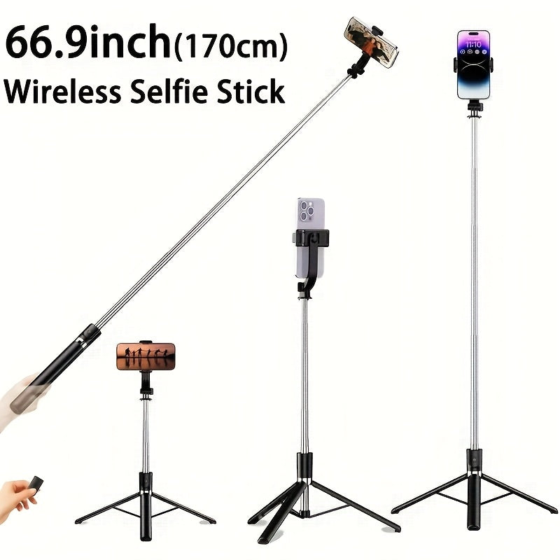 Anti-Shake Selfie Stick Tripod 68 Inch Retractable with Wireless Bluetooth Remote & 360° Rotation – Professional Stabilizer Phone Tripod for Travel Vlog Live Streaming iPhone Android