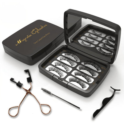 Reusable Magnetic False Lashes 8Pcs No Glue Double Strip Set with Applicator & Tweezers – Natural Everyday Makeup Look for Women, Daily Wear, Parties, Travel & Mom Gift