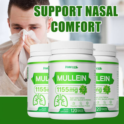 Lung Cleanse Capsules 120 Count with Mullein & NAC for Respiratory Support, Airway & Breathing Comfort, Immune Health, Seasonal & Year-Round Supplement for Adults