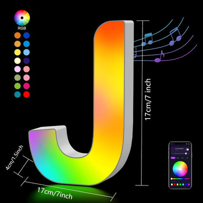 RGB LED Letter and Number Light with 38 Checkout Shapes, USB Power, App Control and Music Sync
