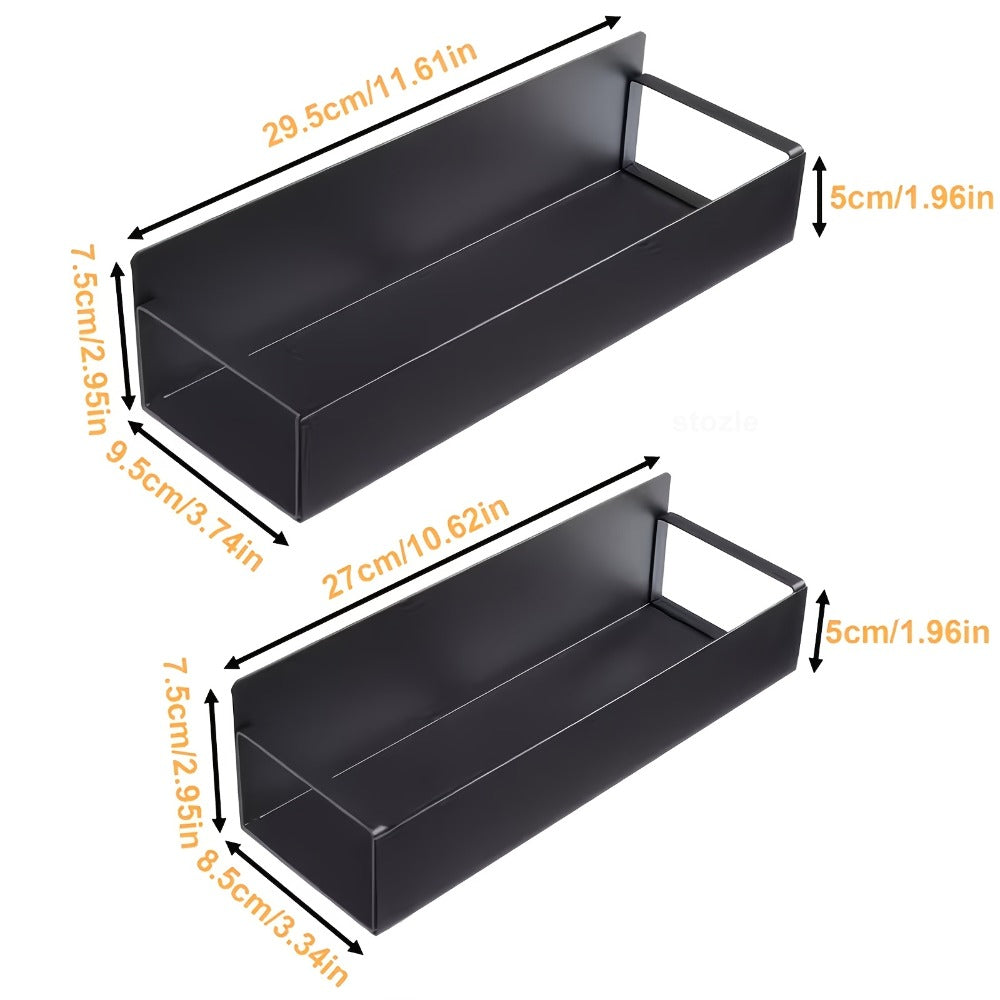 Magnetic Storage Box Organizer for Refrigerator, Washing Machine & Coffee Machine – Strong Magnetic Adsorption No-Drill Spice Rack & Kitchen Organizer, Stylish Household Storage (Black/White, 2/4pcs)
