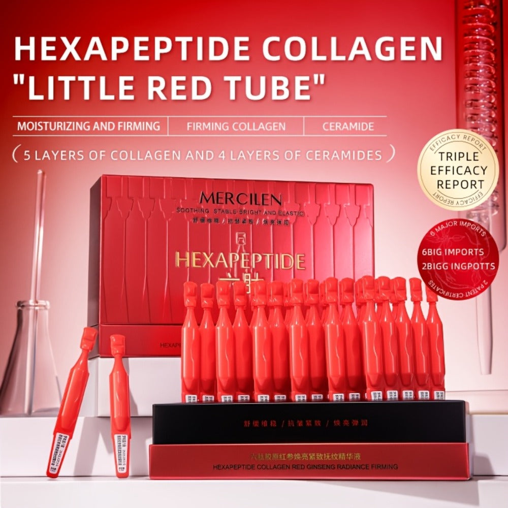 Face Serum Mercilen Red Ginseng 6-Peptide Collagen Ampoule Box with 30 Individually Packed Portions