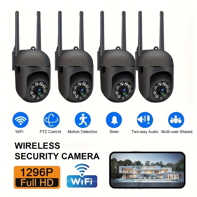 3MP AI Indoor Security Camera 4 Pack – Dual Band 2.4G/5G WiFi, AI Motion Detection with Audio Alert, Full-Color Night Vision, Two-Way Audio, Cloud Storage, Wall Mount Home Surveillance System