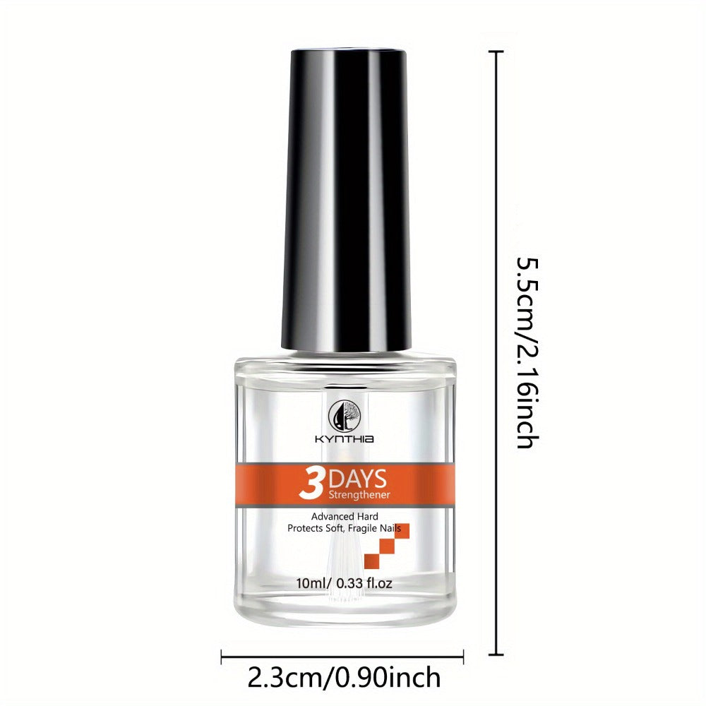 Clear 10 ml Nail Care Coating in Round Bottle with Black Cap and Orange 3 Days Label for Manicure Routines