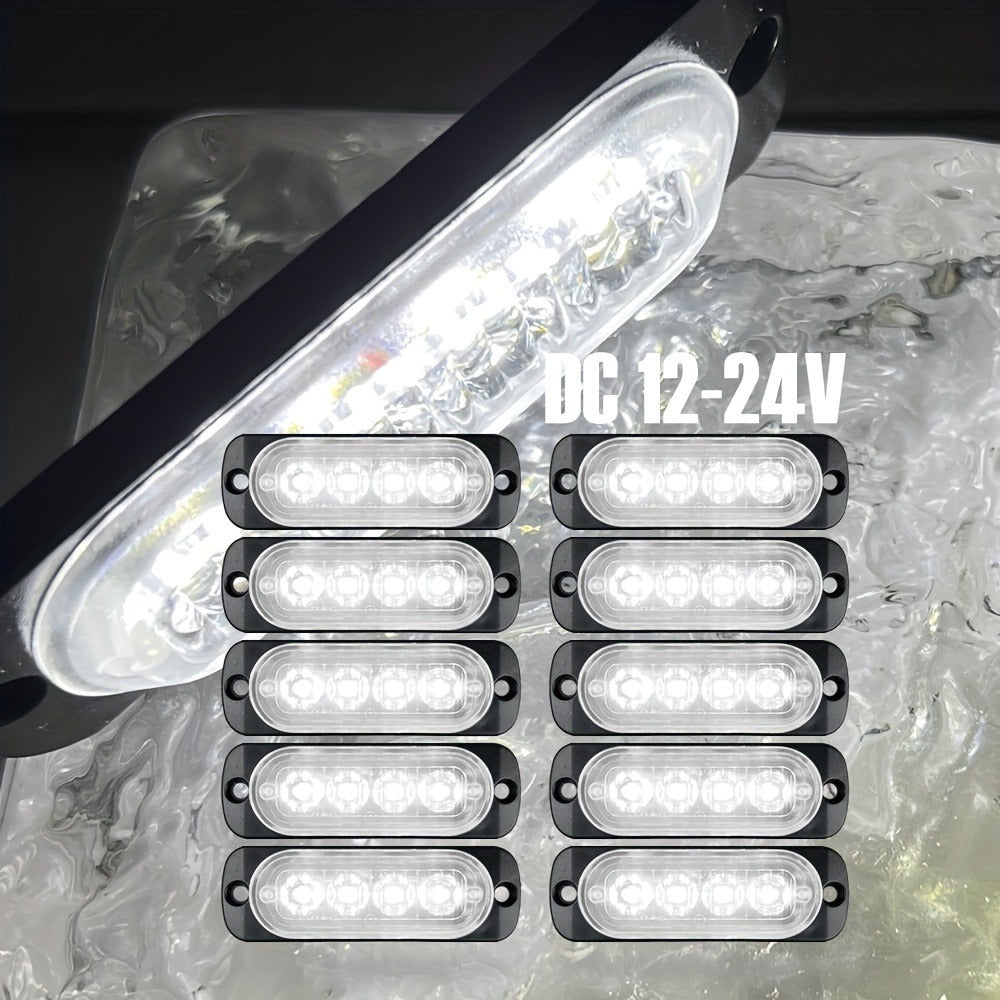 10pcs Universal LED Marker Lights for Trucks Cars 12V-24V Upgraded Clearance Side Marker Indicator Lamps, White Amber Red Options for Trailers RVs Pickups Heavy Duty Vehicles