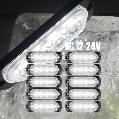 10pcs Universal LED Marker Lights for Trucks Cars 12V-24V Upgraded Clearance Side Marker Indicator Lamps, White Amber Red Options for Trailers RVs Pickups Heavy Duty Vehicles