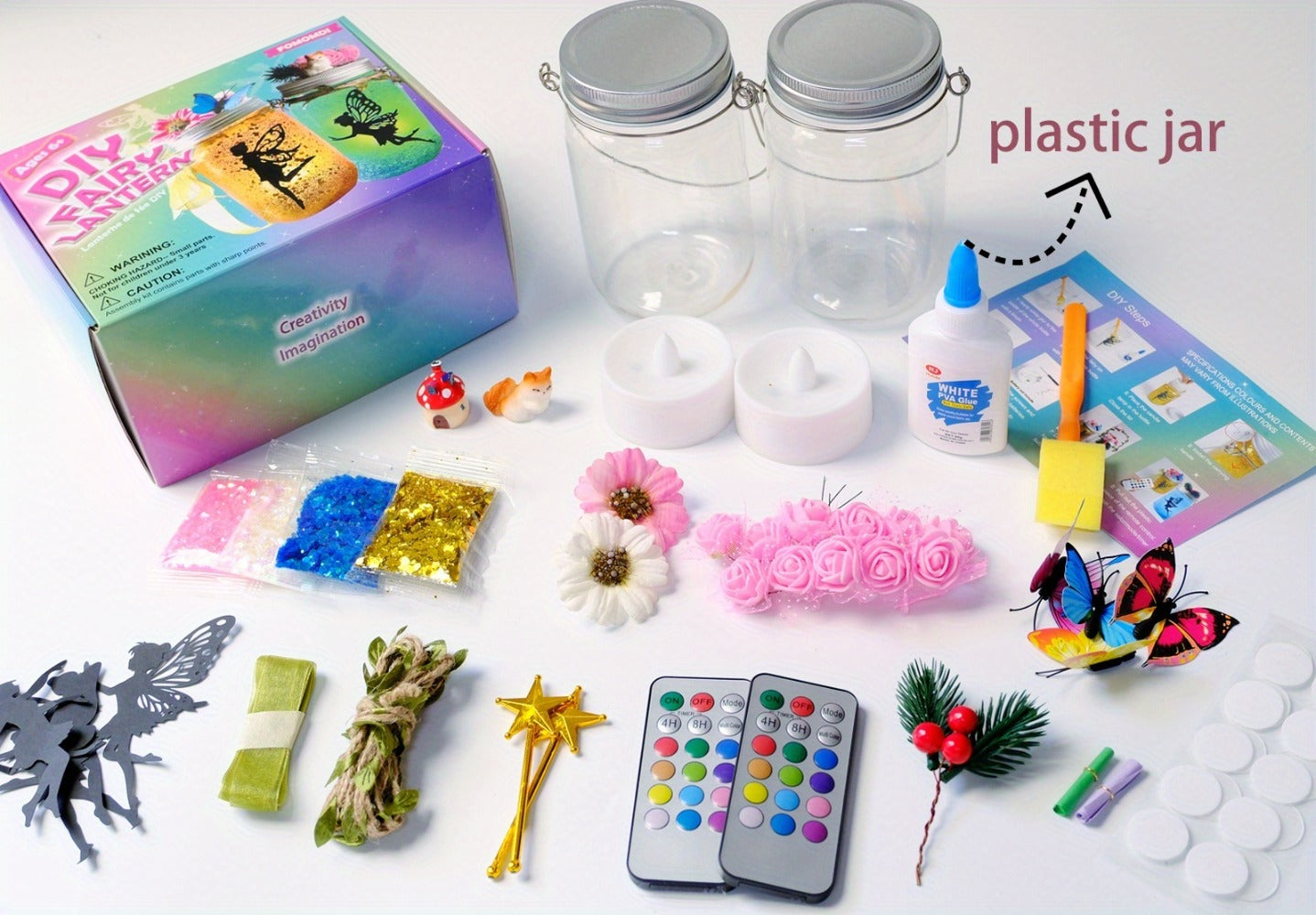 Fairy Lantern DIY Craft Kit for Girls Ages 6+ – Color Changing LED Mason Jar Night Light with Remote Control, Arts & Crafts Activity Set, Birthday Christmas Holiday Gift for Kids