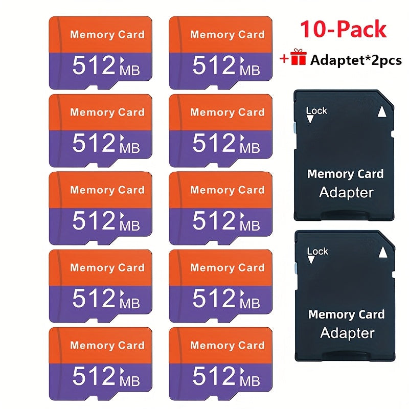 Micro SD Card 10 Pack UHS-I with SD Adapter, JUANWE Class 4 TF Memory Cards 128MB 256MB 512MB Bulk Set for Dash Cam, Drone, Action Camera, Smartphone, Tablet, Game Console & Laptop – Reliable Flash Storage
