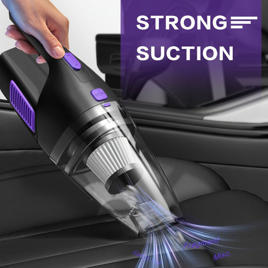 Handheld Vacuum Cleaner Cordless 200W Powerful Suction Lightweight Portable with Low Noise 40dB Crevice Tool Easy Empty Dustbin for Car Home Office Carpet Hard Floor (Black Red Black Purple)
