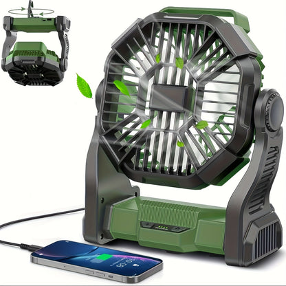 Portable Camping Fan with Hanging Hook, Three-Level Lantern and 12 Color or Style Options Pictured