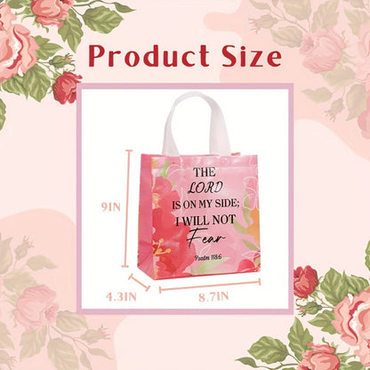 Gift Bag Set Bible Verse Floral Prints, 32 or 64 Non-Woven Handle Bags in Eight Designs, 8.7 x 9 x 4.3 Inch Size