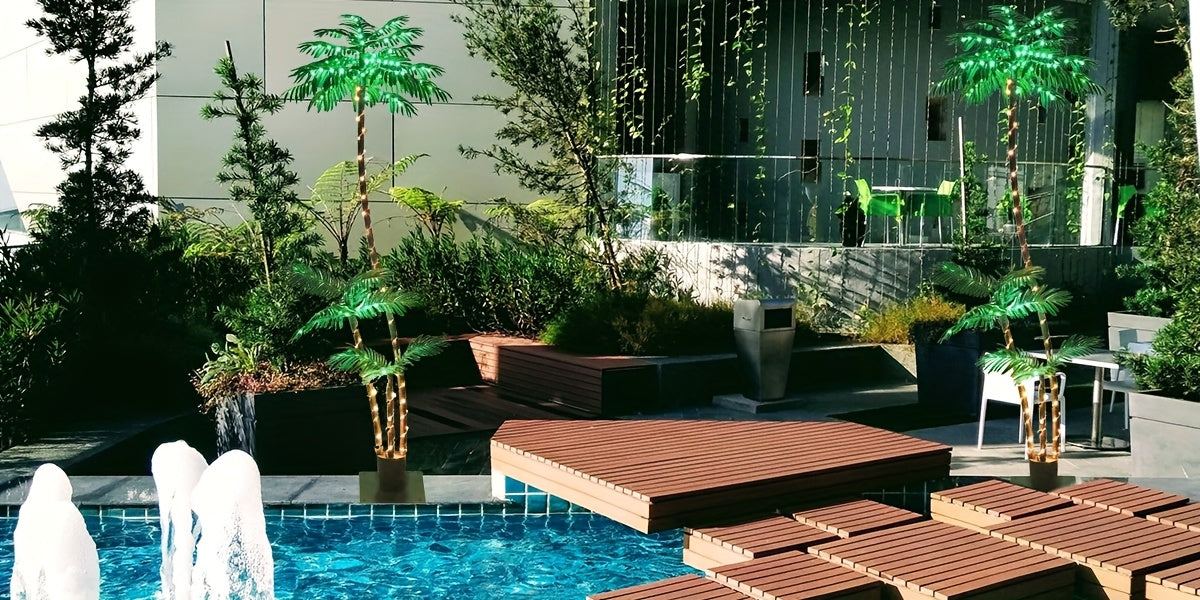 Seven-Foot Solar Palm Tree Light with 260 LEDs, Three Trunks, Remote Control and Eight Modes