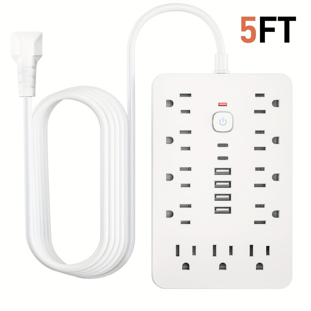 Power Strip 17-in-1 Surge Protector with 11 AC Outlets, 4 USB-A, 2 USB-C and 5- or 10-Foot Flat-Plug Cord