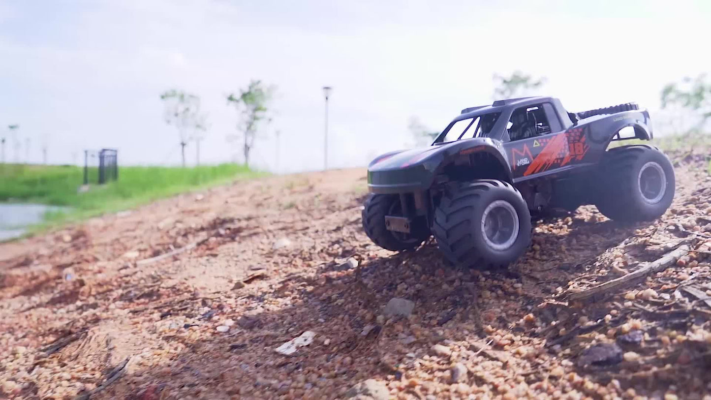 RC Monster Truck or Pickup 1:16 Scale in Five Body and Color Styles with 4WD Layout and Two Rechargeable Batteries