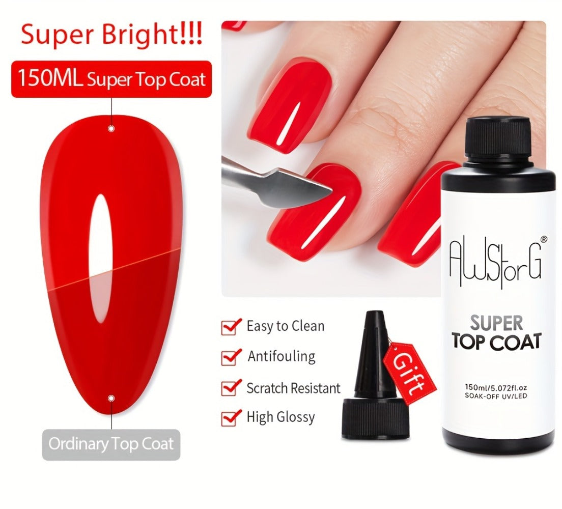 Gel Nail Polish – Gel Nail Top Coat 15ml Super Glossy & Matte Soak-Off LED Base Coat — Long-Lasting Salon Manicure Functional Gel…