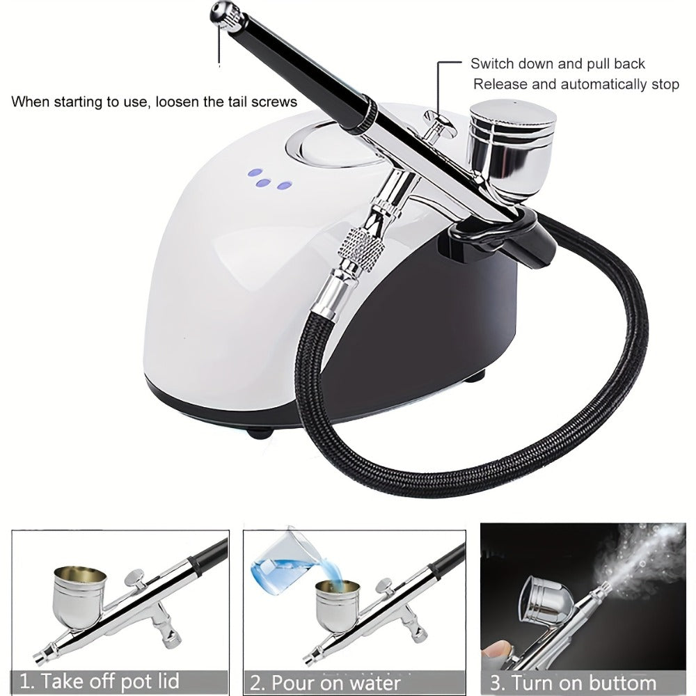 Mini Air Compressor and Airbrush Kit with White or Red 19B Model Options and 120 x 90 x 70 mm Pictured Base