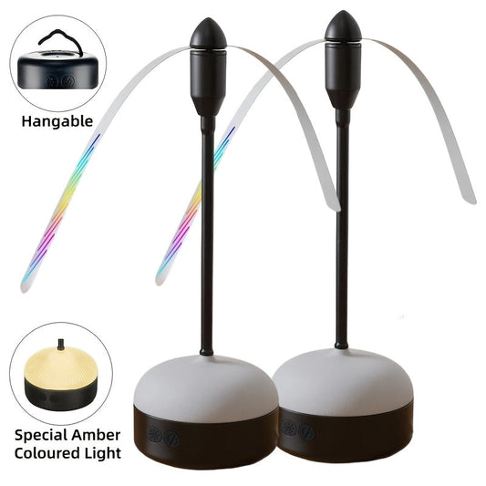 Desktop Reflective-Blade Fan Pest Control Device with Amber Light, Flexible Neck and USB Power for Tabletop Use