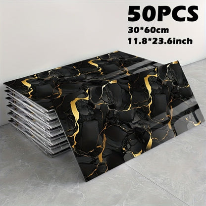 11.8 x 23.6-Inch Marble-Pattern Foam Wall Panels in 50- or 100-Piece Color and Count Options