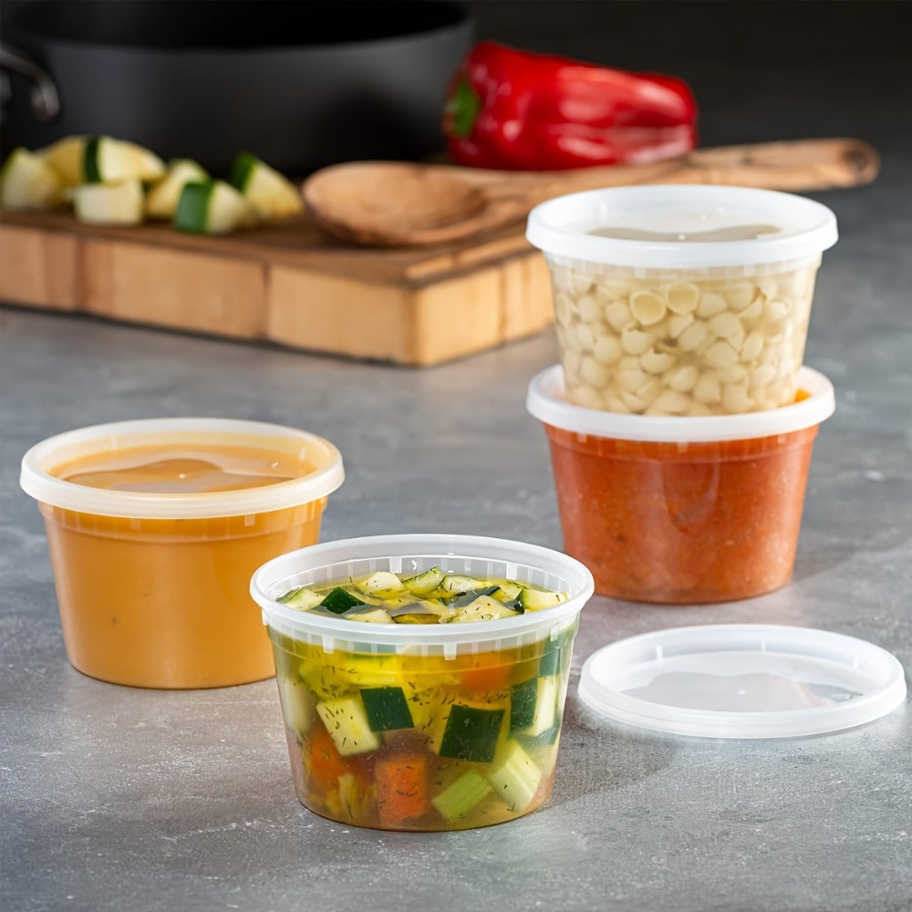 Food Storage Containers 24-Pack 16 oz Round Deli Boxes with Lids for Microwave, Freezer and Top-Rack Dishwasher Use