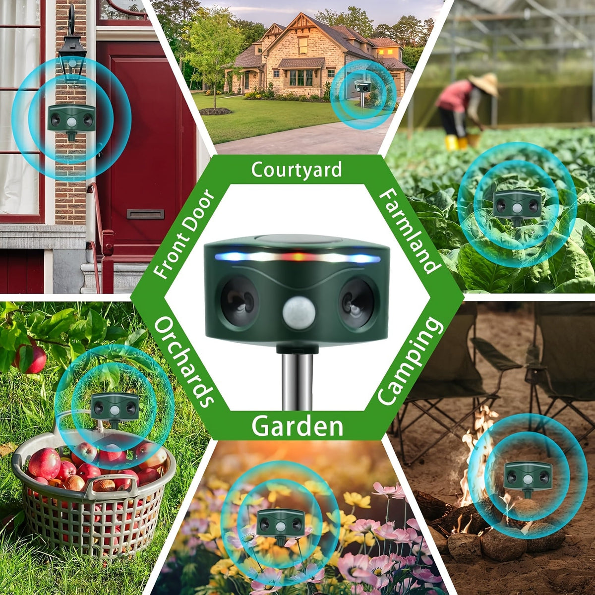 Ultrasonic Animal Repeller, Solar Motion Sensor Deer Cat Dog Garden for Garden, Patio and Yard Use
