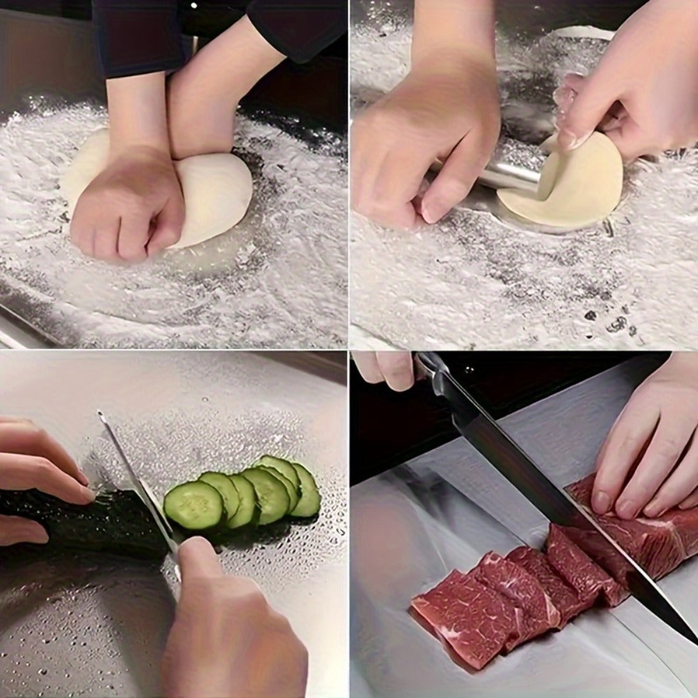 Cutting Board 304 Stainless Steel L-Edge Prep Board in Three Sizes for Countertop Dough and Chopping