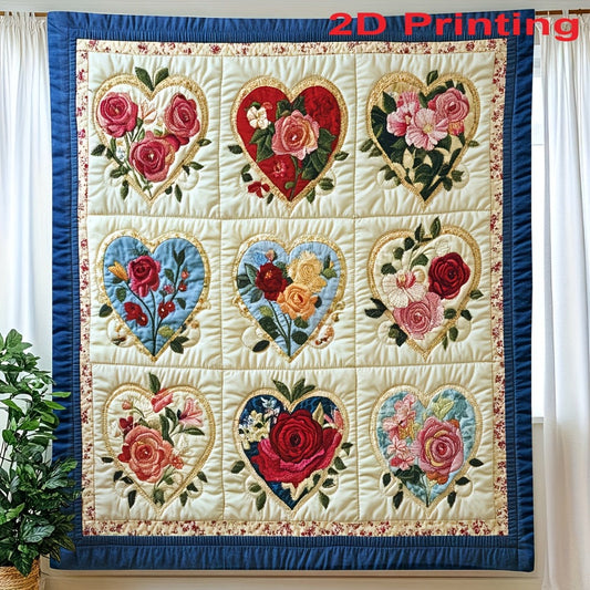 Heart Floral Print Flannel Blanket – 250-300gsm Soft All-Season Throw for Home, Office & Travel, 6 Sizes, Mother's Day Gift