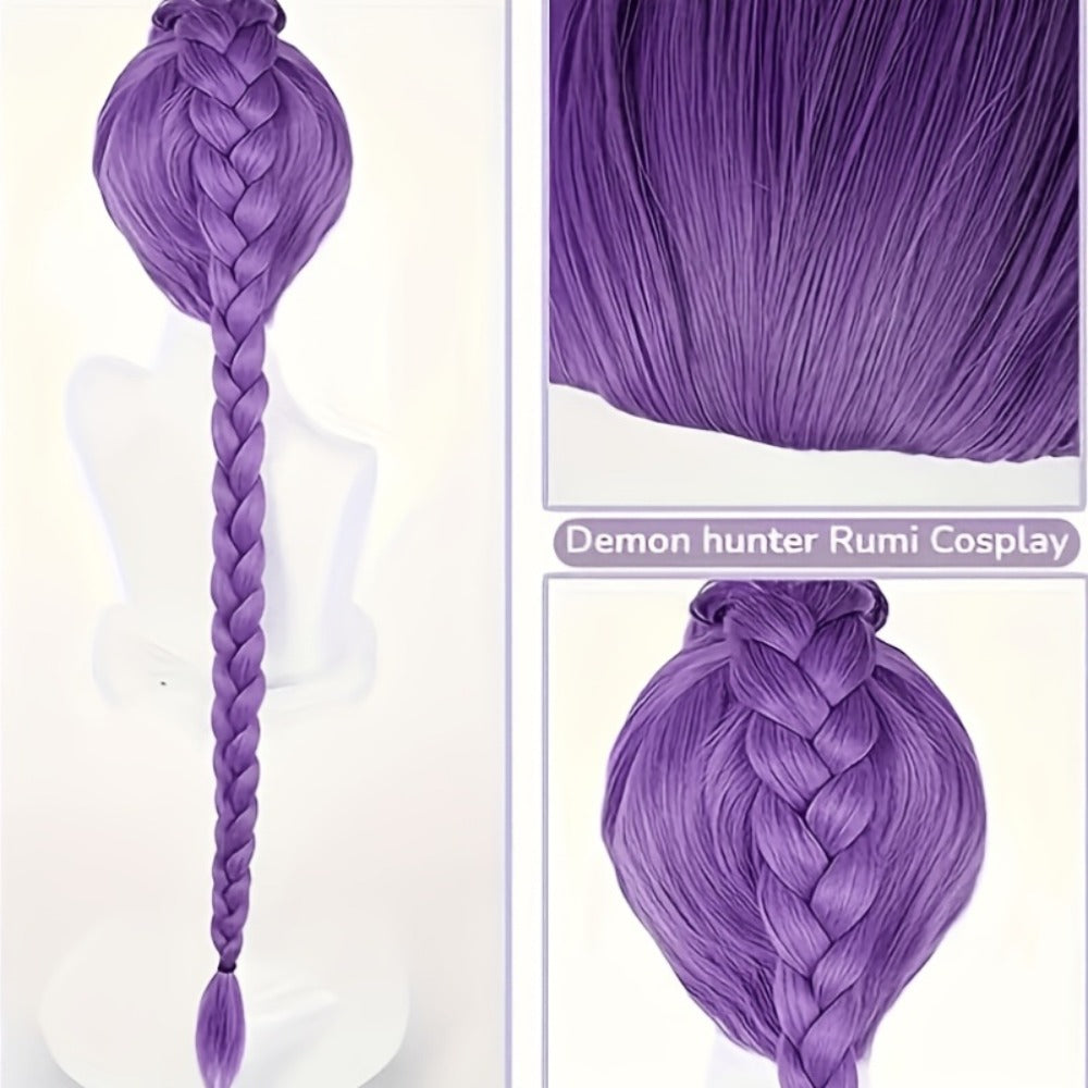 K-Pop Cosplay Wig Long Straight 30 Inch – Korean Idol Costume Hair for Halloween, Anime Convention & K-Drama Character Dress Up, Rose Red, Purple & Black Purple Colors for Women & Girls
