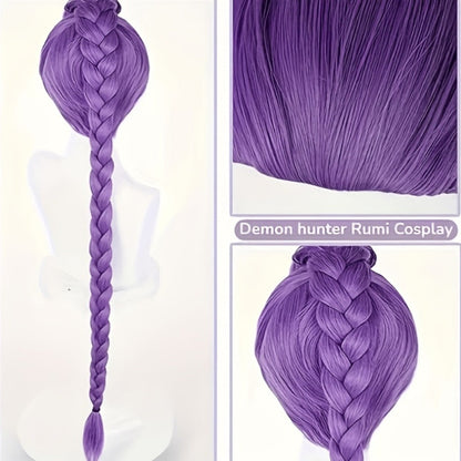 K-Pop Cosplay Wig Long Straight 30 Inch – Korean Idol Costume Hair for Halloween, Anime Convention & K-Drama Character Dress Up, Rose Red, Purple & Black Purple Colors for Women & Girls