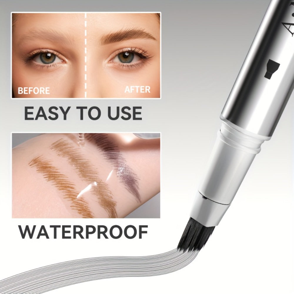 2-in-1 Eyebrow and Hairline Pen with Dense Multi-Fork Brush, Pointed Tip and Three Brown-to-Black Shades