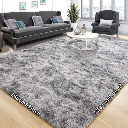 Tie-Dye Plush Area Rug in Light Gray, Dark Gray, Light Pink or Black, 63 by 90 Inch Floor Mat