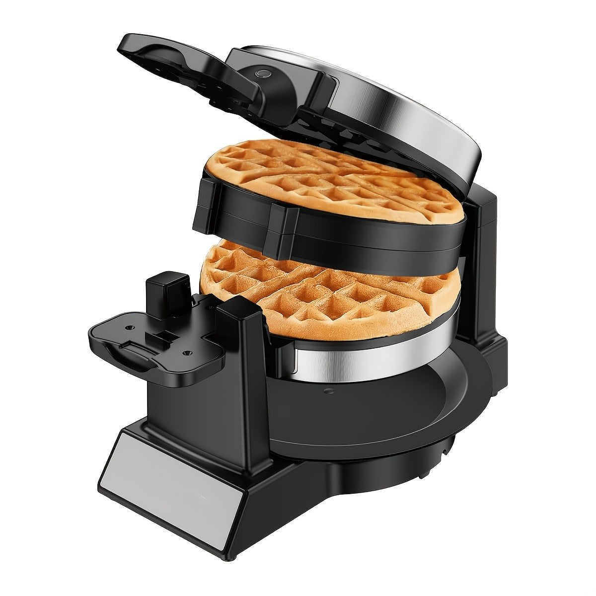 Belgian Waffle Maker 180° Rotating Flip Waffle Iron, Non-Stick Plates, Adjustable Browning Control, Removable Drip Tray, Cool Touch Handle, Stainless Steel, Space-Saving Foldable Design – Single & Double
