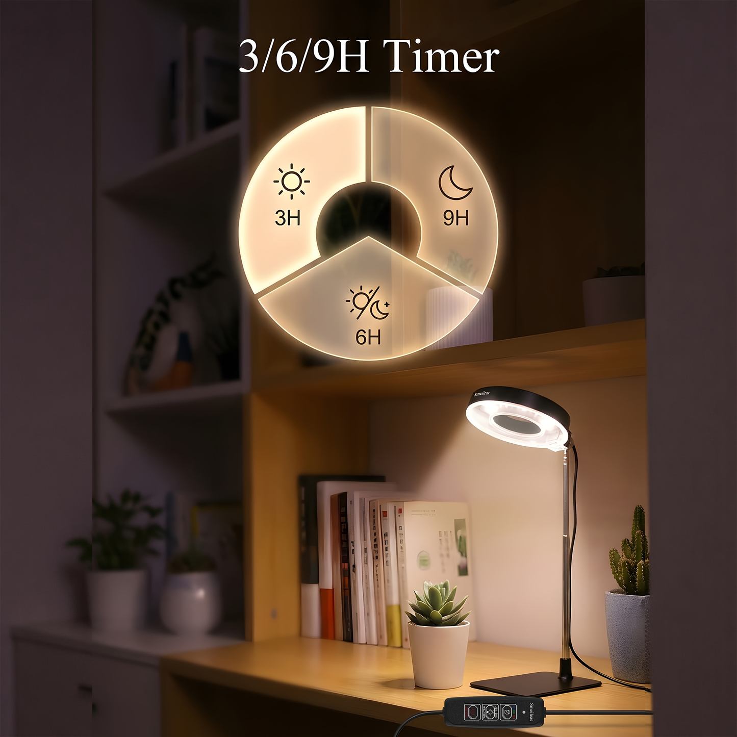 Grow Light for Indoor Plants 4-Head Full Spectrum | 720° Rotatable Retractable Pole 4 Dimming Modes Auto Timer 3/6/9H USB | Desktop Potted Plants