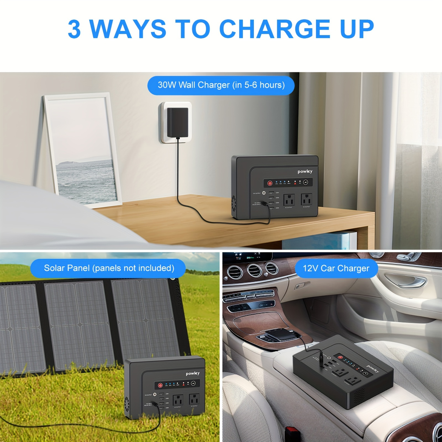 Portable Power Station 146Wh 200W with Two AC Outlets, Four USB Ports and Hard Carrying Case