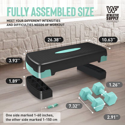 Fitness Equipment WF Aerobic Step Platform with Two Height Levels Dumbbells and Measuring Tape Set