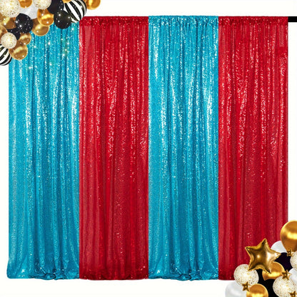 Sequin Backdrop Curtain 4 Panels 2FTx8FT – Shimmer Glitter Background for Wedding Party Photo Booth Decoration