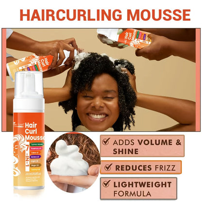 Curl Defining Hair Foam Mousse 200ml Moisturizing Smoothing Styling for Natural Fluffy Elastic Curls | Frizz Control for Wavy Coily Hair | Men & Women 6.76oz