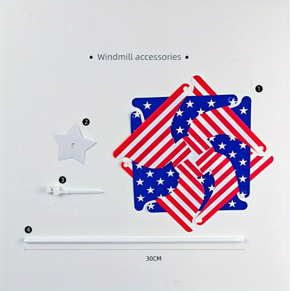 Patriotic Red, White and Blue Pinwheel Decorations with 38 × 21 cm Stakes in 20-, 30- or 40-Piece Packs
