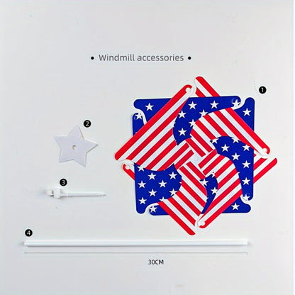 Patriotic Red, White and Blue Pinwheel Decorations with 38 × 21 cm Stakes in 20-, 30- or 40-Piece Packs