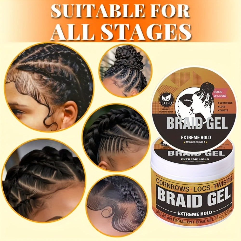 Extreme Hold Braid Gel & Edge Control Hair Wax Pomade — Anti-Frizz, Moisturizing, Long-Lasting for Braids, Locs, Twists & Sleek Styles, Natural Hair, Men & Women — 4/5/6 Pack